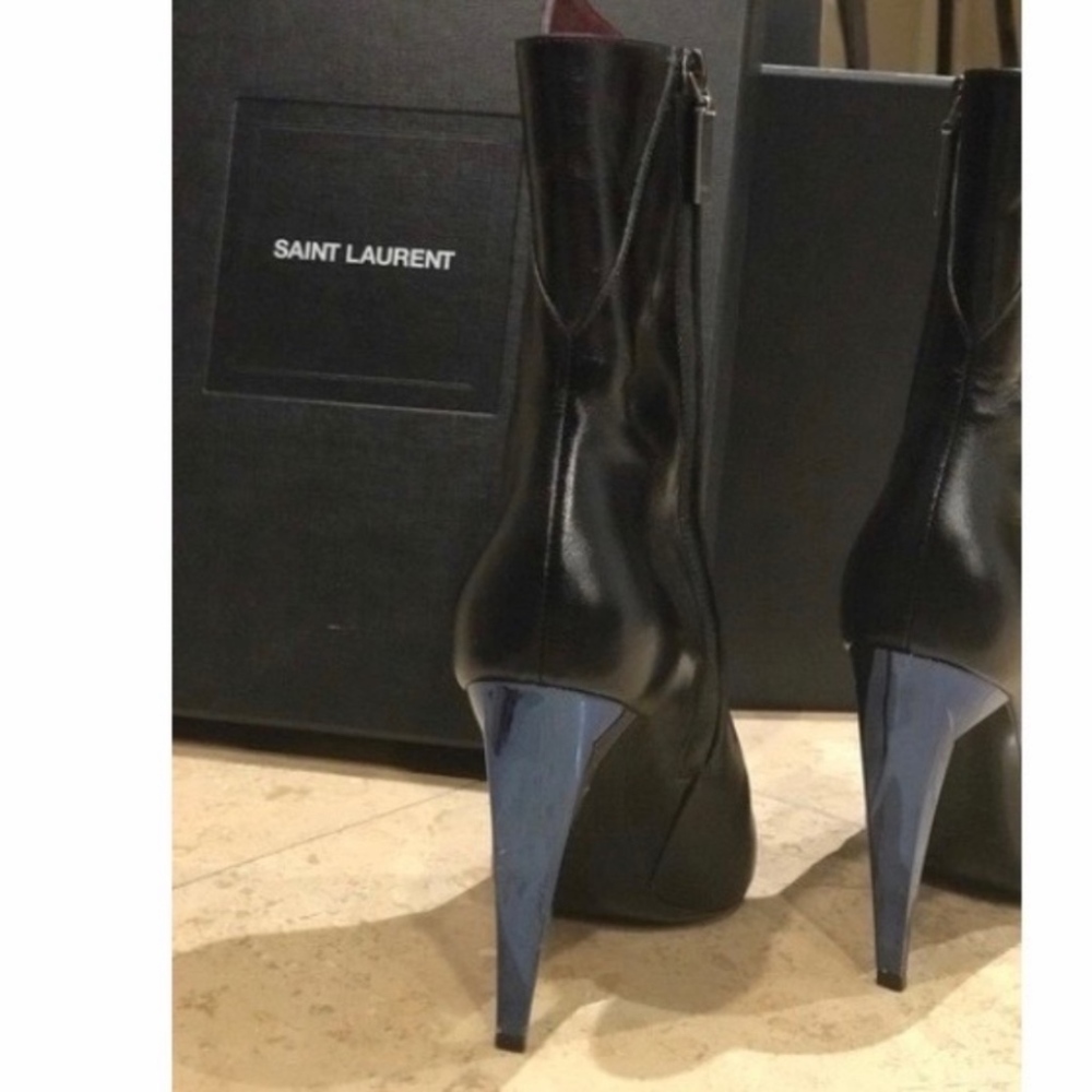 Saint Laurent Black Boots with Blue Heel